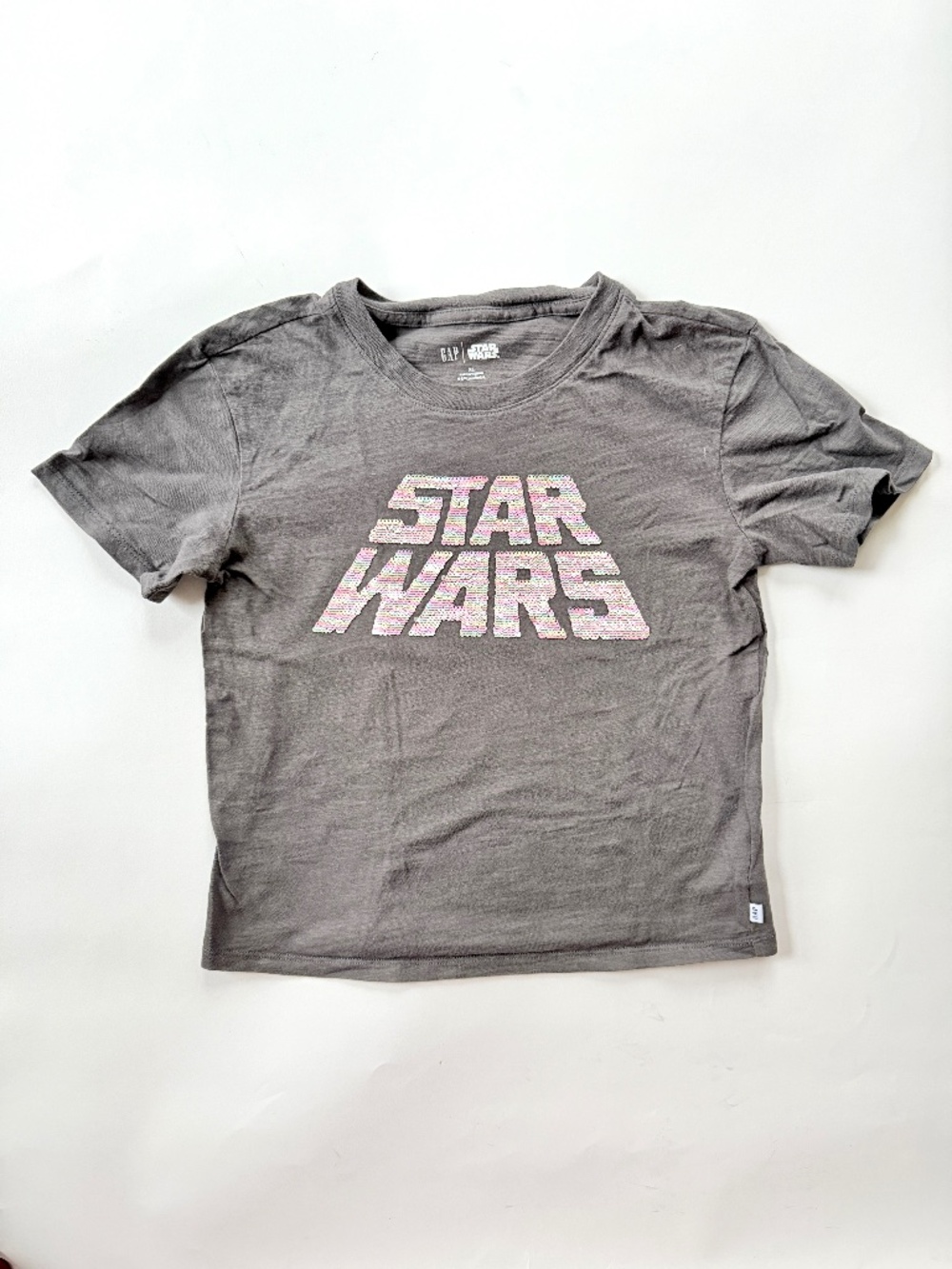 GAP Star Wars Sequin S/S Gray Tee Shirt - Kids XL